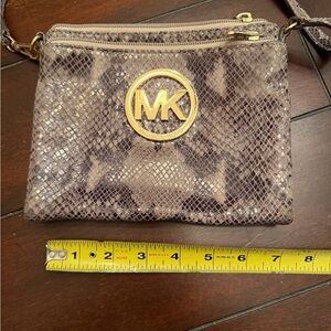 Authentic Michael Kors Snake Print Crossbody Bag with Gold Accents